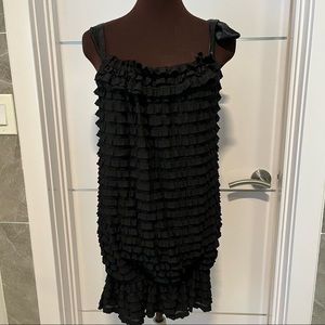 As U Wish sleeveless black frill mini dress LBD / peplum top